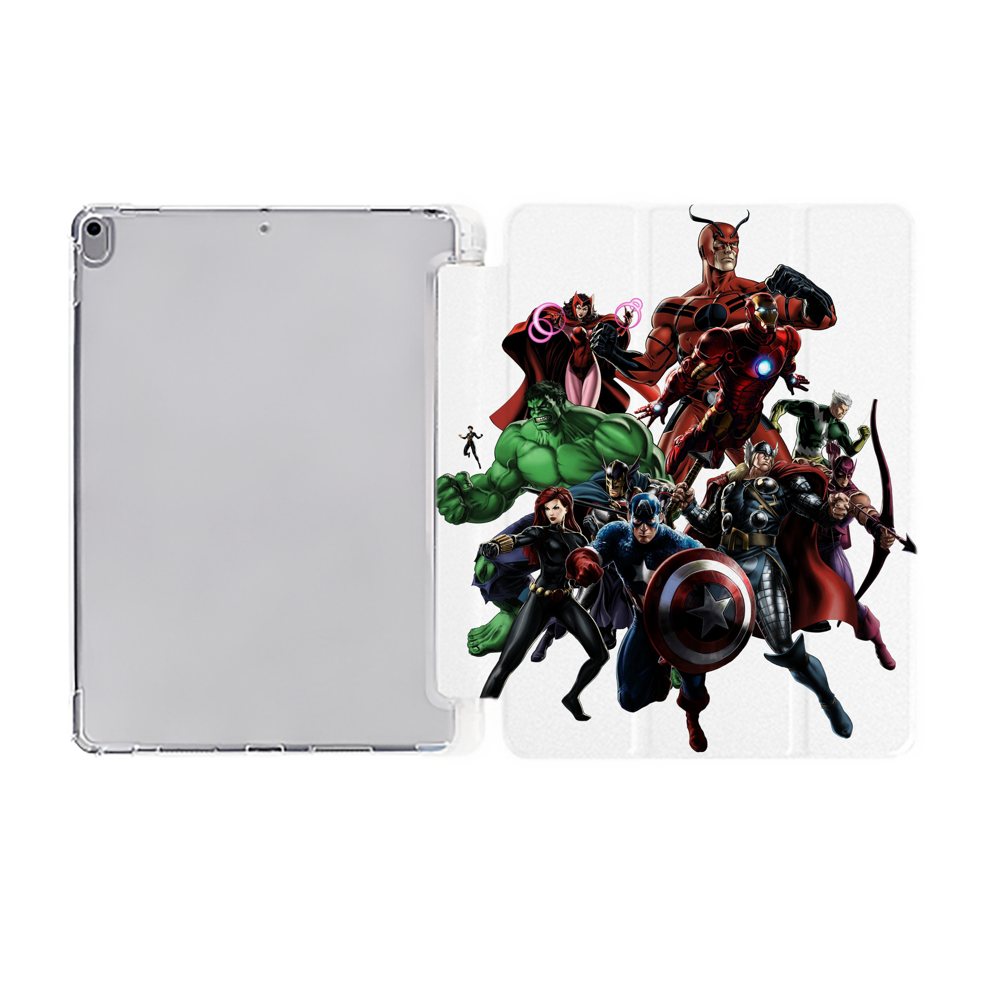 （画像用） アベンジャーズ The Avengers IPad ケース ペン収納付き 三つ折りスタンド PUレザー×シリコン 対応機種9.5/10.5/10.9インチ